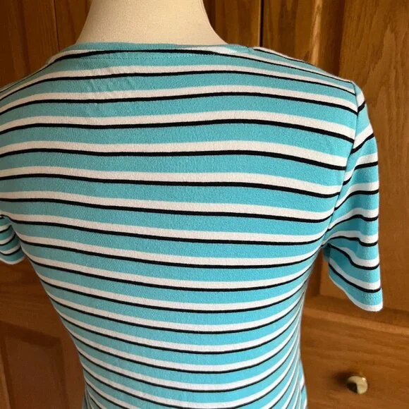 TALBOTS  -- Cotton V-Neck Tee - Merida Stripe -- Excellent Condition - Picture 5 of 13